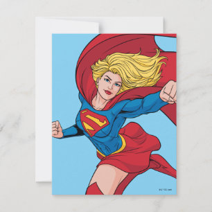 Tarjeta Pequeña Supergirl Volando hacia arriba Ilustracion