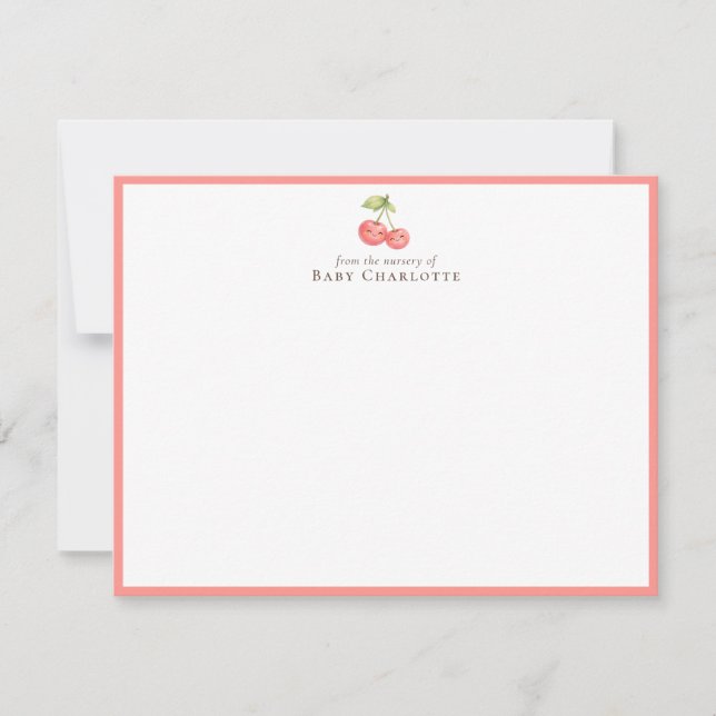 Tarjeta Pequeña Sweet Cherry Nursery Flat Note Card (Anverso)