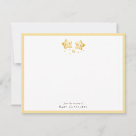 Tarjeta Pequeña Sweet Golden Stars Nursery Note Card. Personalized