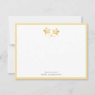 Tarjeta Pequeña Sweet Golden Stars Nursery Note Card. Personalized