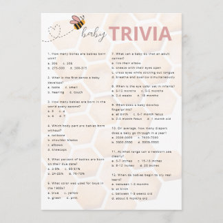 Tarjeta Pequeña Sweet Little Honey Baby Shower Baby Trivia