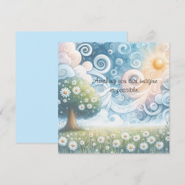 Tarjeta Pequeña Swirling Skies / Daisies y Cita (Anverso / Reverso)