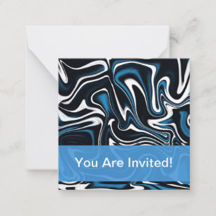Tarjeta Pequeña Swirls azul, negro y blanco