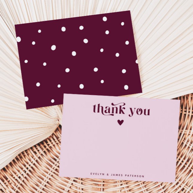 Tarjeta Pequeña Swirly Retro Gracias Cranberry Corazón (Subido por el creador)