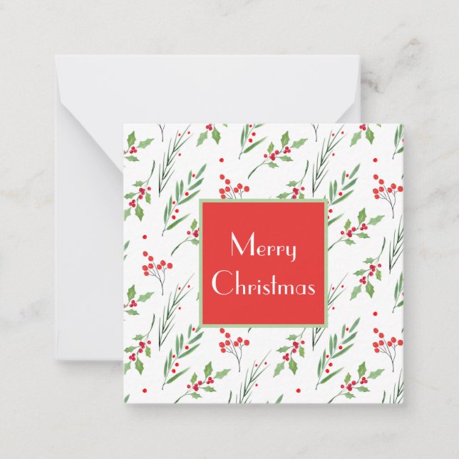 Tarjeta Pequeña Tabla de cortar con patrón botánico mixto de Navid (Anverso)