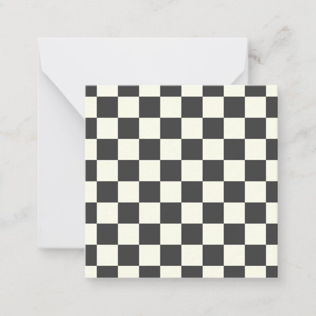 Tarjeta Pequeña Tablero de ajedrez negro y blanco apagado (Anverso)