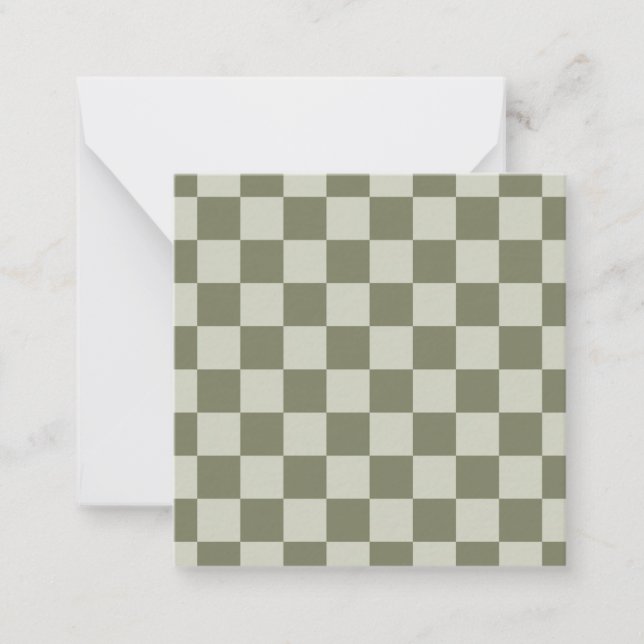 Tarjeta Pequeña Tablero de cheques verde de sabio (Anverso)