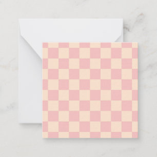 Tarjeta Pequeña Tablero de verificación rosa y crema