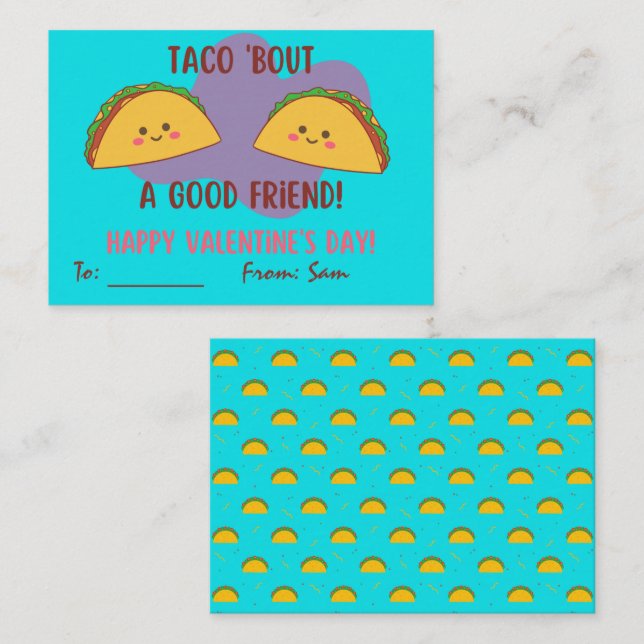 Tarjeta Pequeña Taco 'Bout un buen amigo Día de San Valentín  (Anverso / Reverso)