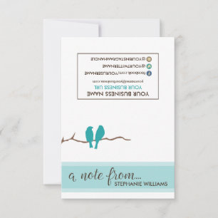 Tarjeta Pequeña TAG Stylist Little Birdies Notecards (verde azulad