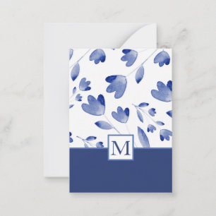 Tarjeta Pequeña Tallos de flores de acuarela azul añil