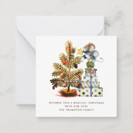 Tarjeta Pequeña TAMAÑO DE TINY Cute ratones Navidad Árbol de tarje