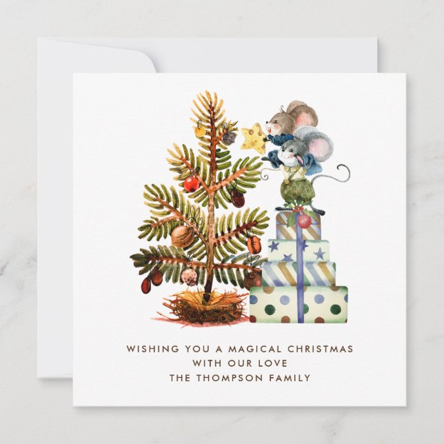 Tarjeta Pequeña TAMAÑO DE TINY Cute ratones Navidad Árbol de tarje (Anverso)