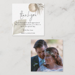 Tarjeta Pequeña Tamaño mini   Boda fotográfico Boho Pampas Gracias