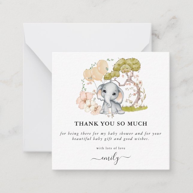 Tarjeta Pequeña TAMAÑO MINI | Cuidad de Elefante Baby Shower Graci (Anverso)