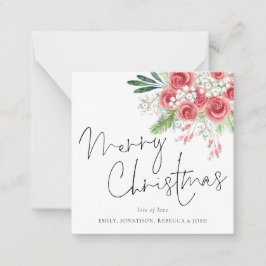 Tarjeta Pequeña Tamaño mini | Florales de invierno Feliz Navidad