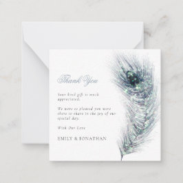 Tarjeta Pequeña TAMAÑO MINI | Peacock Feather Boda Gracias