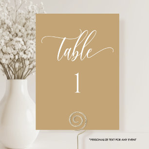 Tarjeta Pequeña Tan Amarillo, Número de Mesa Minimalista Moderno