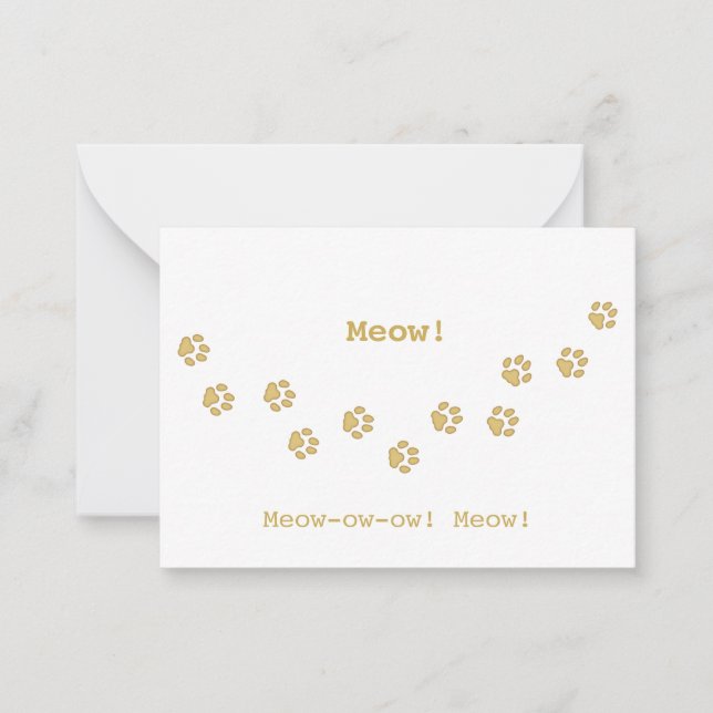 Tarjeta Pequeña Tan Cat Paw Print Tracks Fun Personalizable (Anverso)