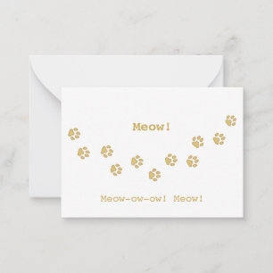 Tarjeta Pequeña Tan Cat Paw Print Tracks Fun Personalizable