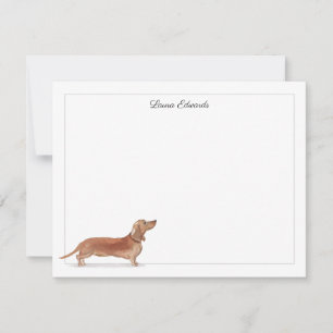 Tarjeta Pequeña Tan Dachshund Gray Border Personalizado Stationery