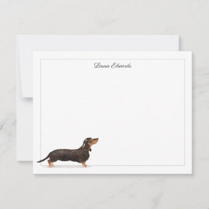 Tarjeta Pequeña Tan negro Dachshund Borde gris personalizado