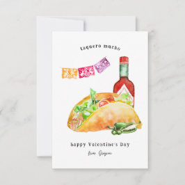 Tarjeta Pequeña Taquero Mucho | Tacos y Salsa de Día de San Valent