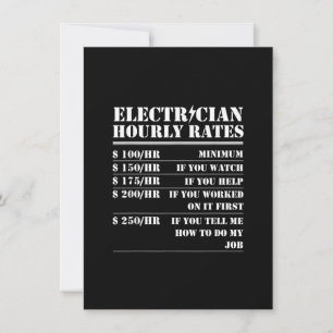 Tarjeta Pequeña Tarifa por hora de electricista divertido mecánico