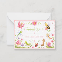 Tarjeta Pequeña ¡Tarjeta de agradecimiento de bichos rosados!