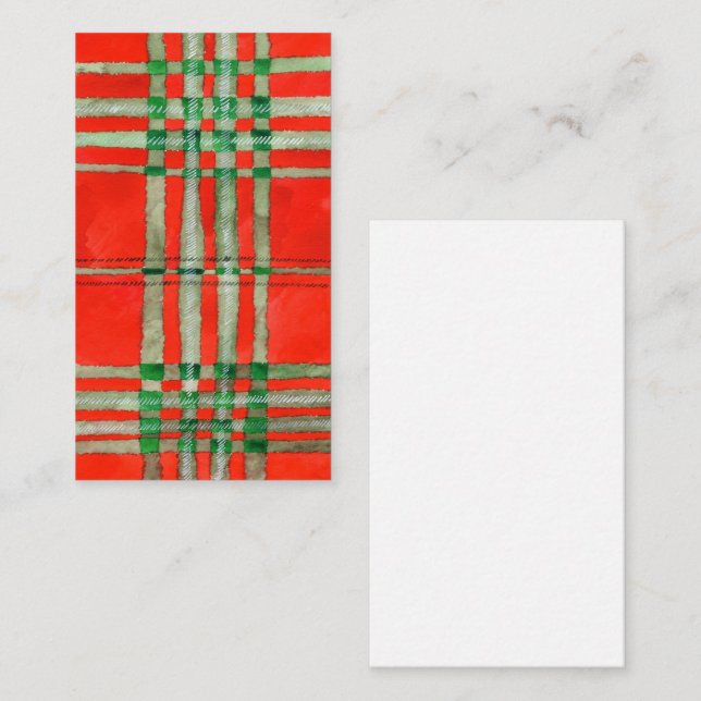 Tarjeta Pequeña TARJETÓN PLANO ROJO SCOTT TARTAN 3.5x2 (Anverso / Reverso)
