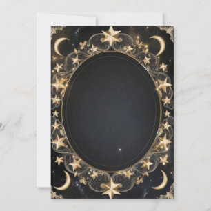 Tarjeta Pequeña Tarot Celestial Boda Sol Luna Estrellas Oro