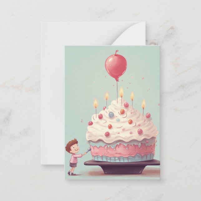 Tarjeta Pequeña Tarta de cumpleaños, helado, cumpleaños (Anverso)