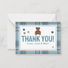 Tarjeta Pequeña Tartan Teddy Bear 1st Birthday or Baby Shower