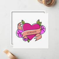 Tatuaje de corazón verde rosa Añadir nombre person