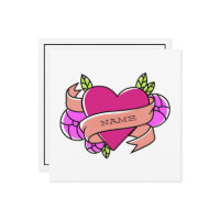 Tatuaje de corazón verde rosa con nombre personali