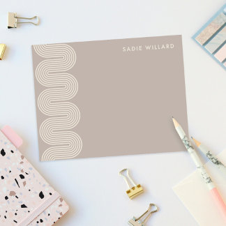 Tarjeta Pequeña Taupe Lombard Wavy Lines Modern Stationery Card