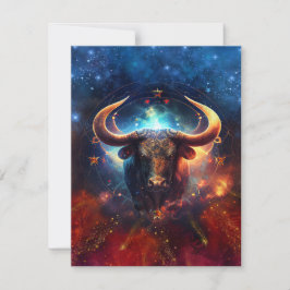 Tarjeta Pequeña Taurus Zodiac Rótulo Watercolor Design