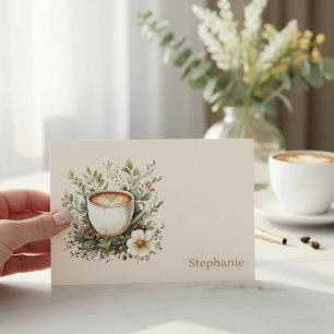 Tarjeta Pequeña Taza de café floral personalizada