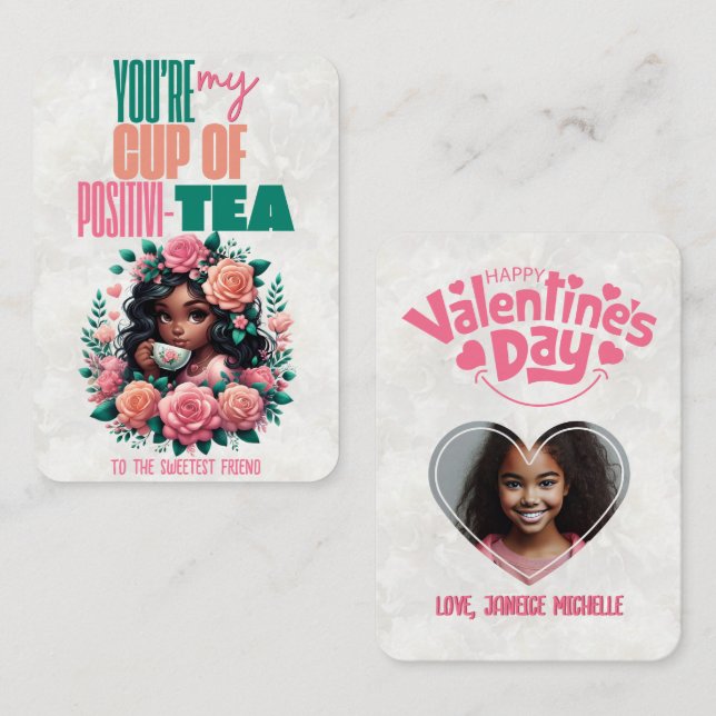 Tarjeta Pequeña Taza de Positivi-TÉ Clase Feliz Día de San Valentí (Anverso / Reverso)