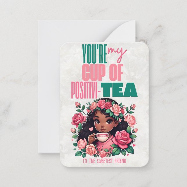 Tarjeta Pequeña Taza de Positivi-TÉ Clase Feliz Día de San Valentí (Anverso)
