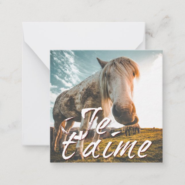 Tarjeta Pequeña Te amo con caballo mirado (Anverso)