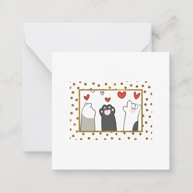Tarjeta Pequeña "Te amo" en lenguaje de señas de gatos (Anverso)