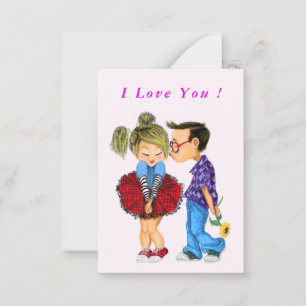 Tarjeta Pequeña Te amo la carta con la pareja romántica - amor