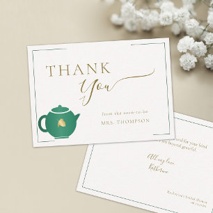 Tarjeta Pequeña Té de oro esmeralda elegante ducha de novia gracia
