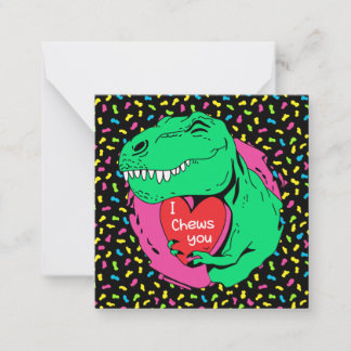 Tarjeta Pequeña Te Mastico Trex Dinosaurio de Aula San Valentín