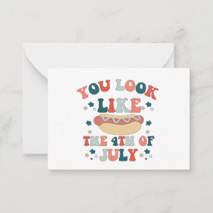 Tarjeta Pequeña Te Pareces Al Patriótico Del Perro Caliente Del 4 