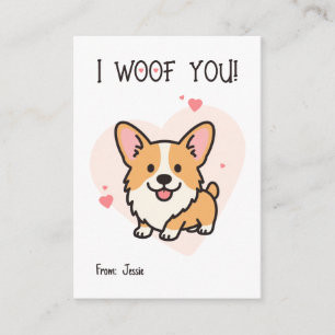 Tarjeta Pequeña Te Quiero Corgi Niños San Valentín