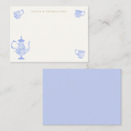 Tarjeta Pequeña Tea Fiesta Chinoiserie Moda azul Lace Bridal Showe