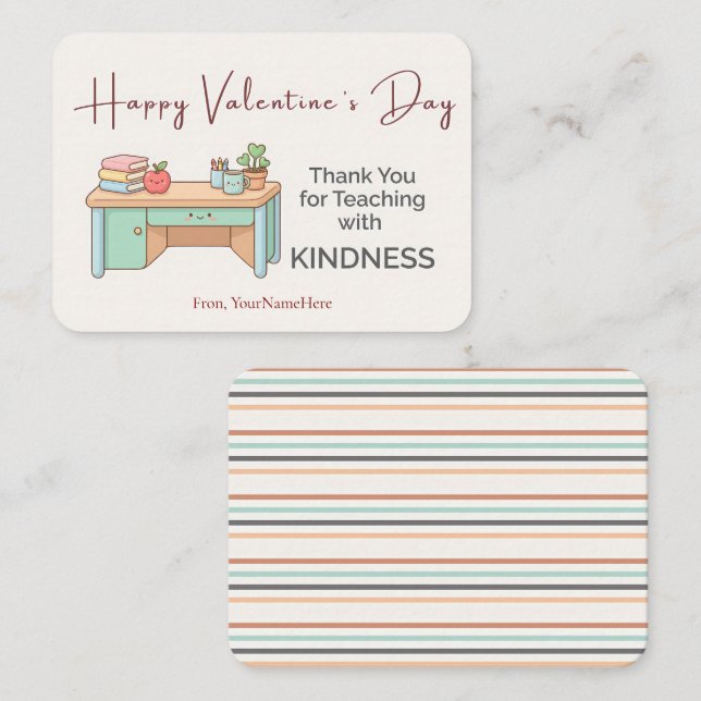 Tarjeta Pequeña Teaching with Kindness – Teacher Valentine Card (Anverso / Reverso)