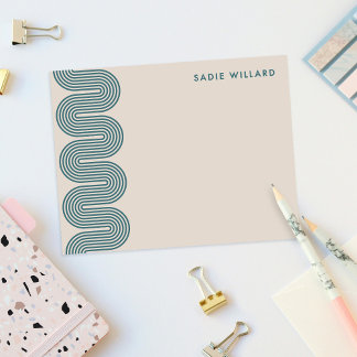 Tarjeta Pequeña Teal Lombard Wavy Lines Modern Stationery Card